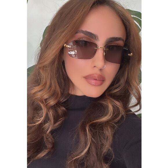 NEW Gucci GG1221S Rimless Violet Lens Gold Sunglasses - Picture 1 of 9